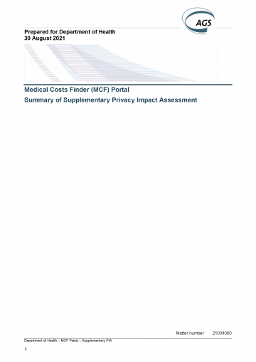 Supplementary Privacy Impact Assessment – Summary